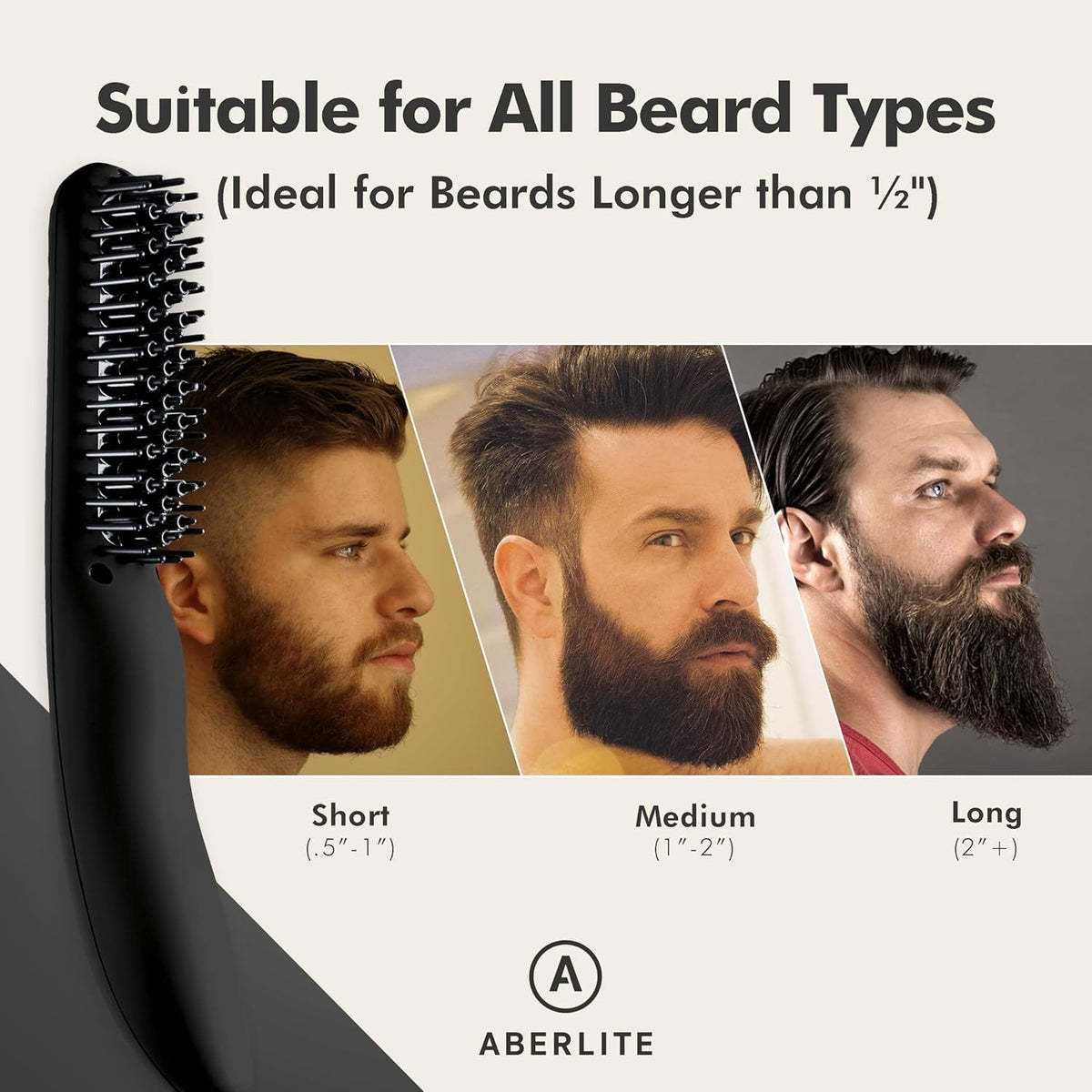Heated Beard Straightening Brush for Men - Portable Ceramic Grooming Tool