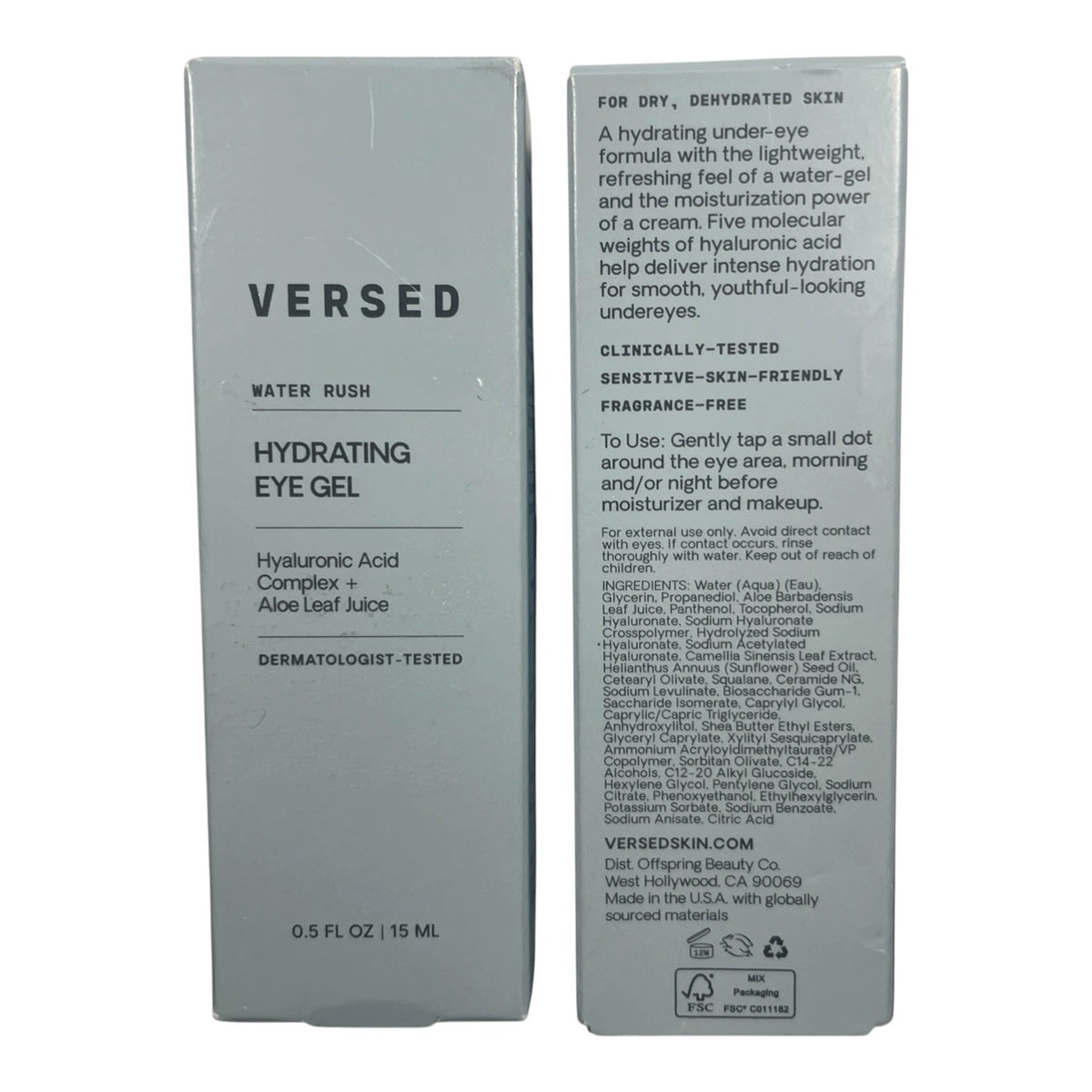 Hydrating Eye Gel Duo - Versed Water Rush 0.5 fl oz - Puffiness & Dryness Relief