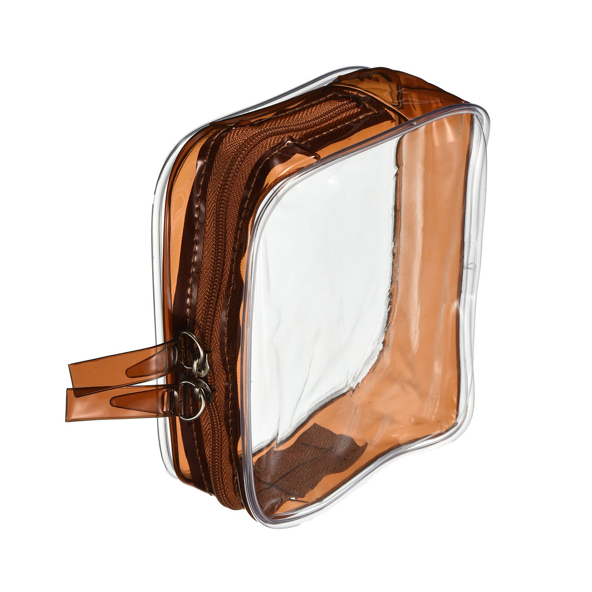 Travel Toiletry Bag Waterproof Clear PVC Makeup & Storage Pouch Brown