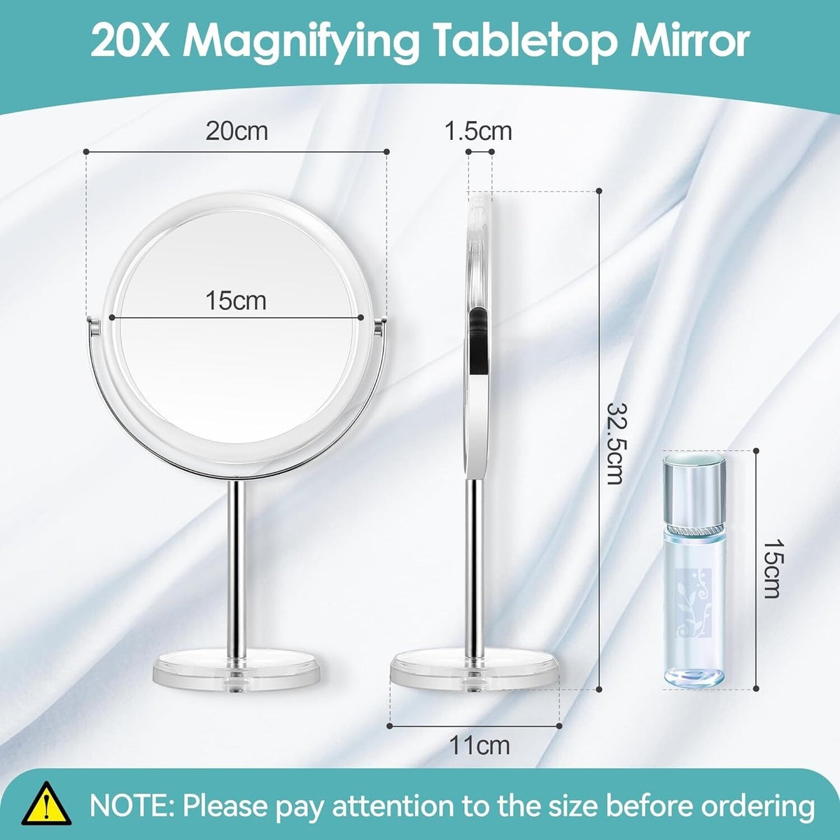 20X Magnifying Makeup Mirror with Stand - Portable & Adjustable