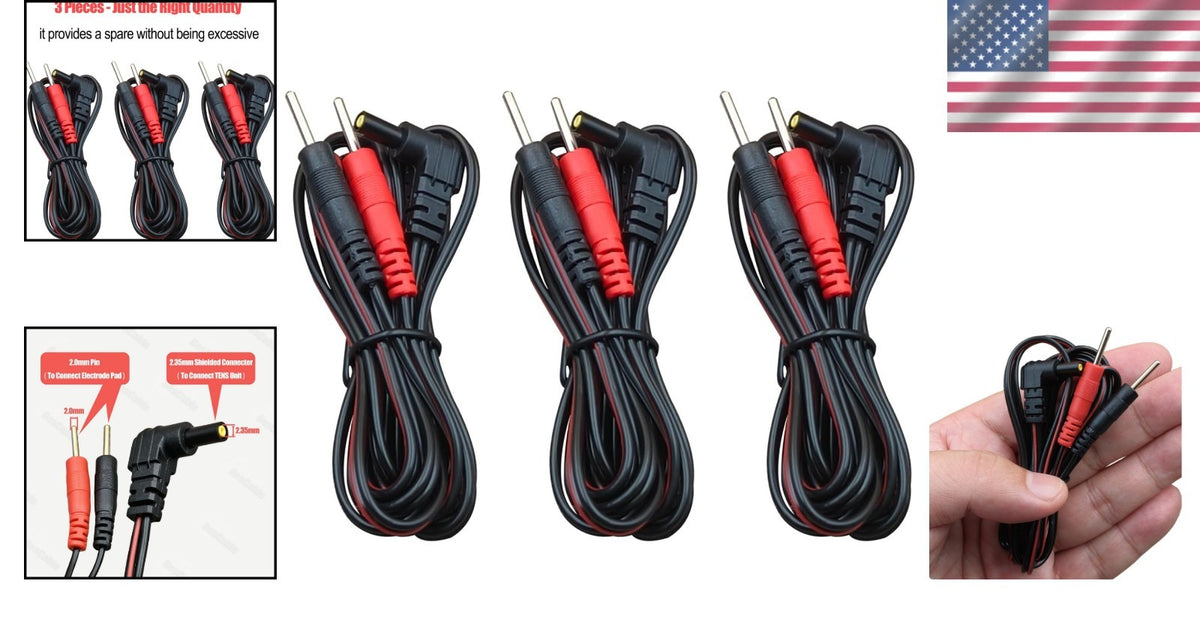 TENS Unit Lead Wires 3-Pack - 2mm Pin Connector