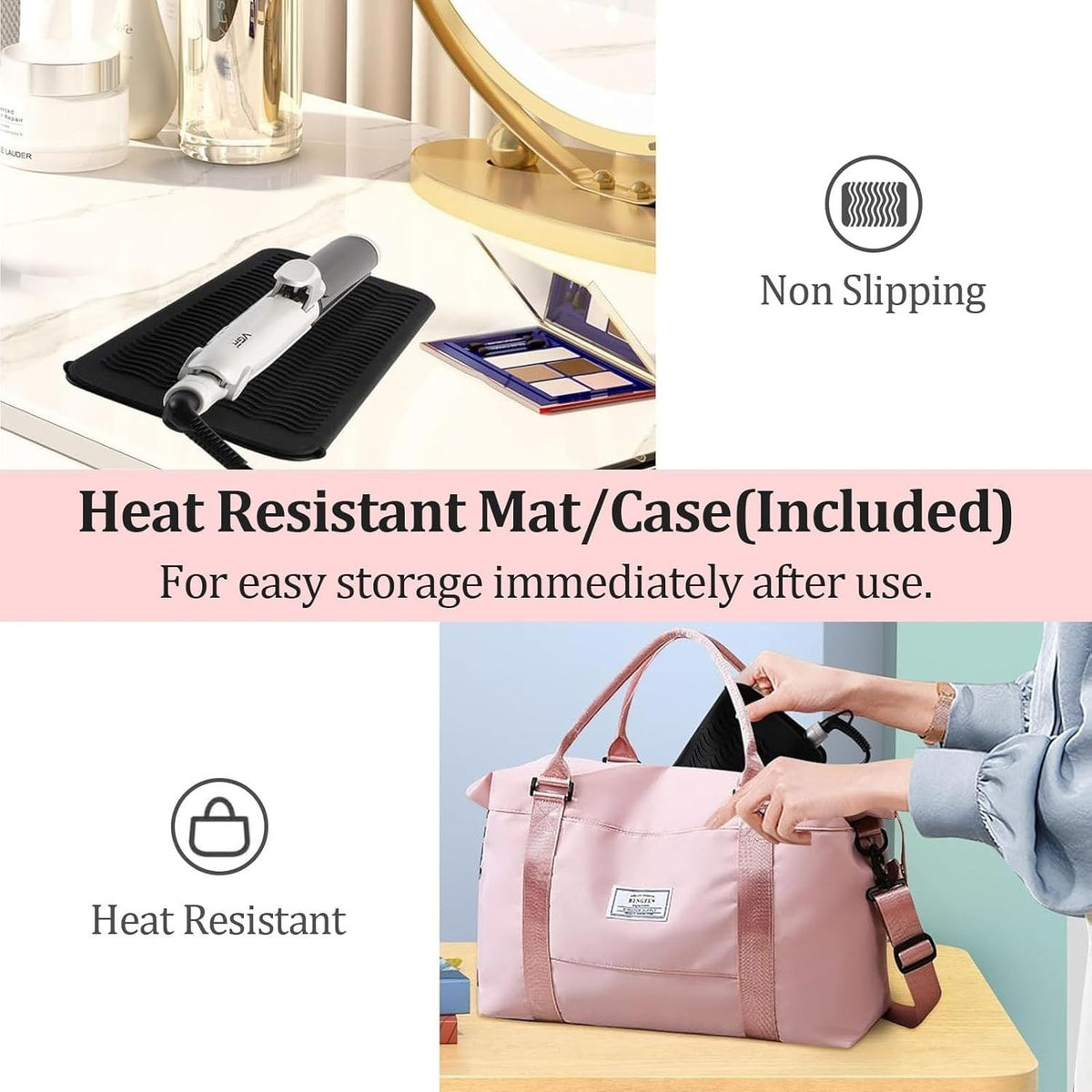 2-in-1 Travel Hair Curling & Flat Iron with EU/UK Plugs - Dual Voltage, Ceramic & Argan Oil