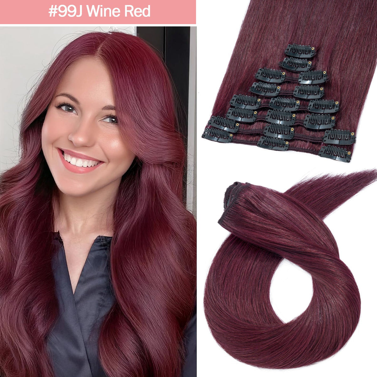 Clip-In Hair Extensions - 100% Real Human Hair Full Head Sets