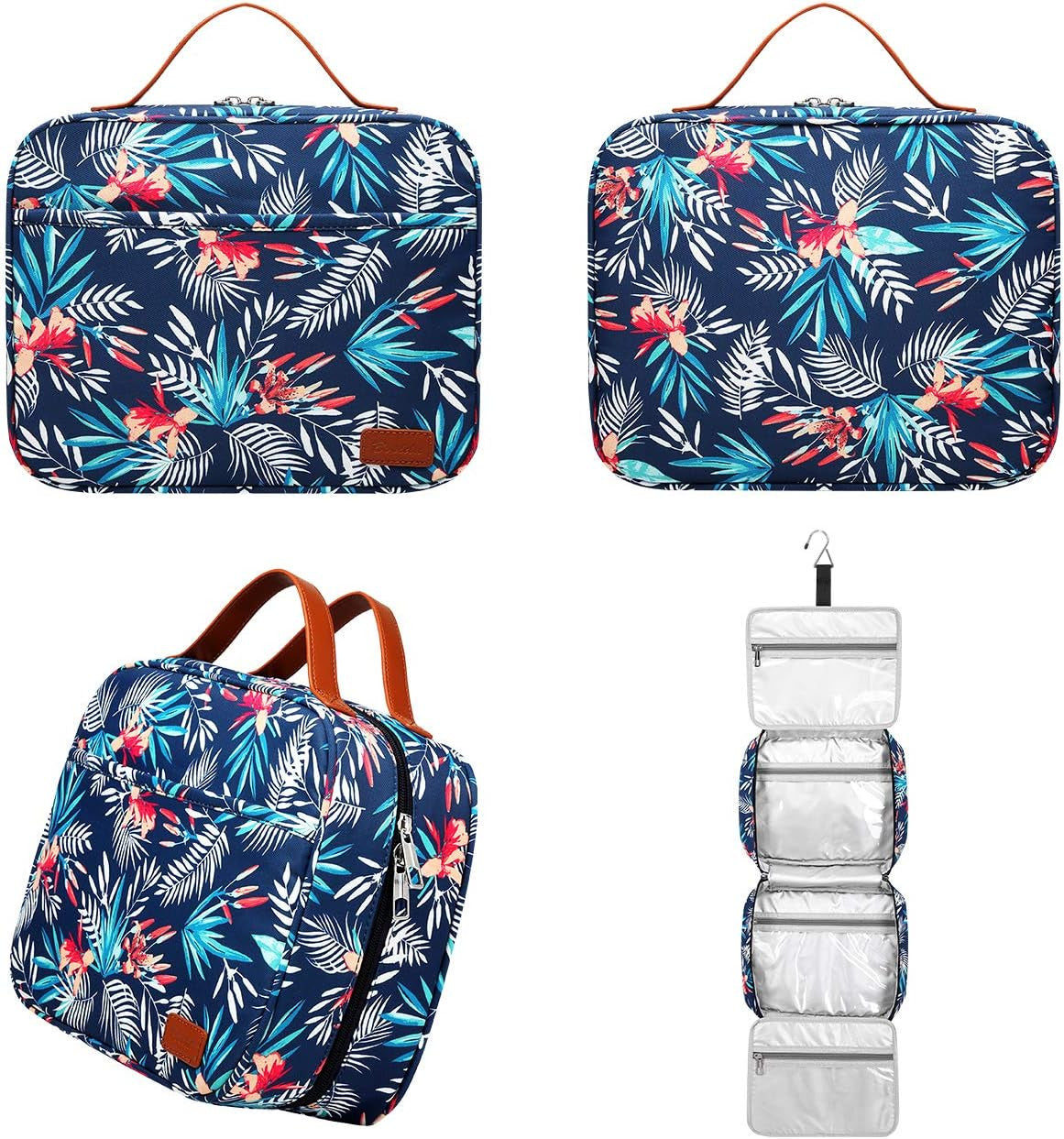 Large Capacity Travel Toiletry Bag - Waterproof PU Leather Organizer for Cosmetics & Accessories
