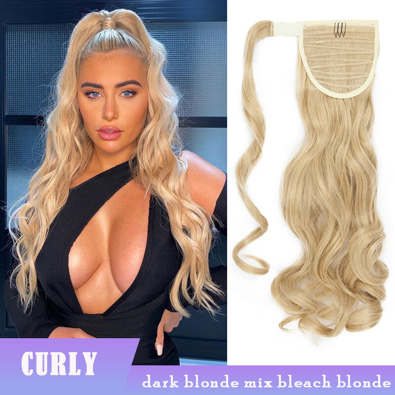 Thick Clip-In Ponytail Hair Extension - Fake Human Hair, Wavy & Straight