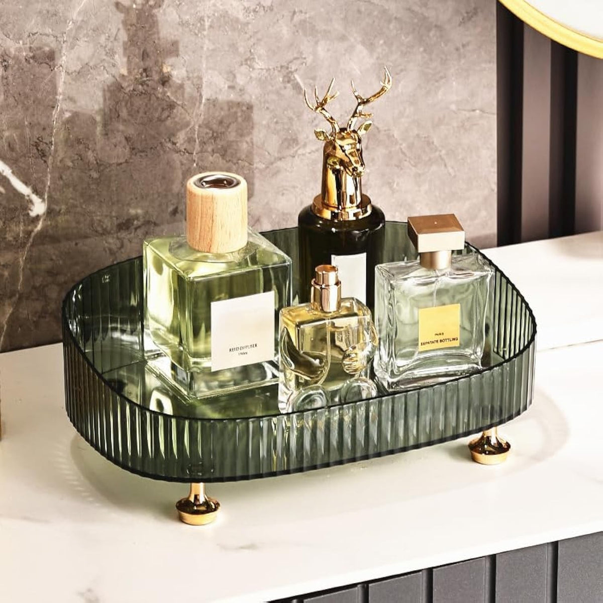 Large Capacity Makeup and Perfume Organizer Tray for Vanity and Countertop