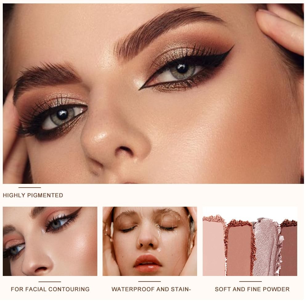 Eyeshadow Palette with 6 Neutral Shades - Matte & Shimmer for Day & Night