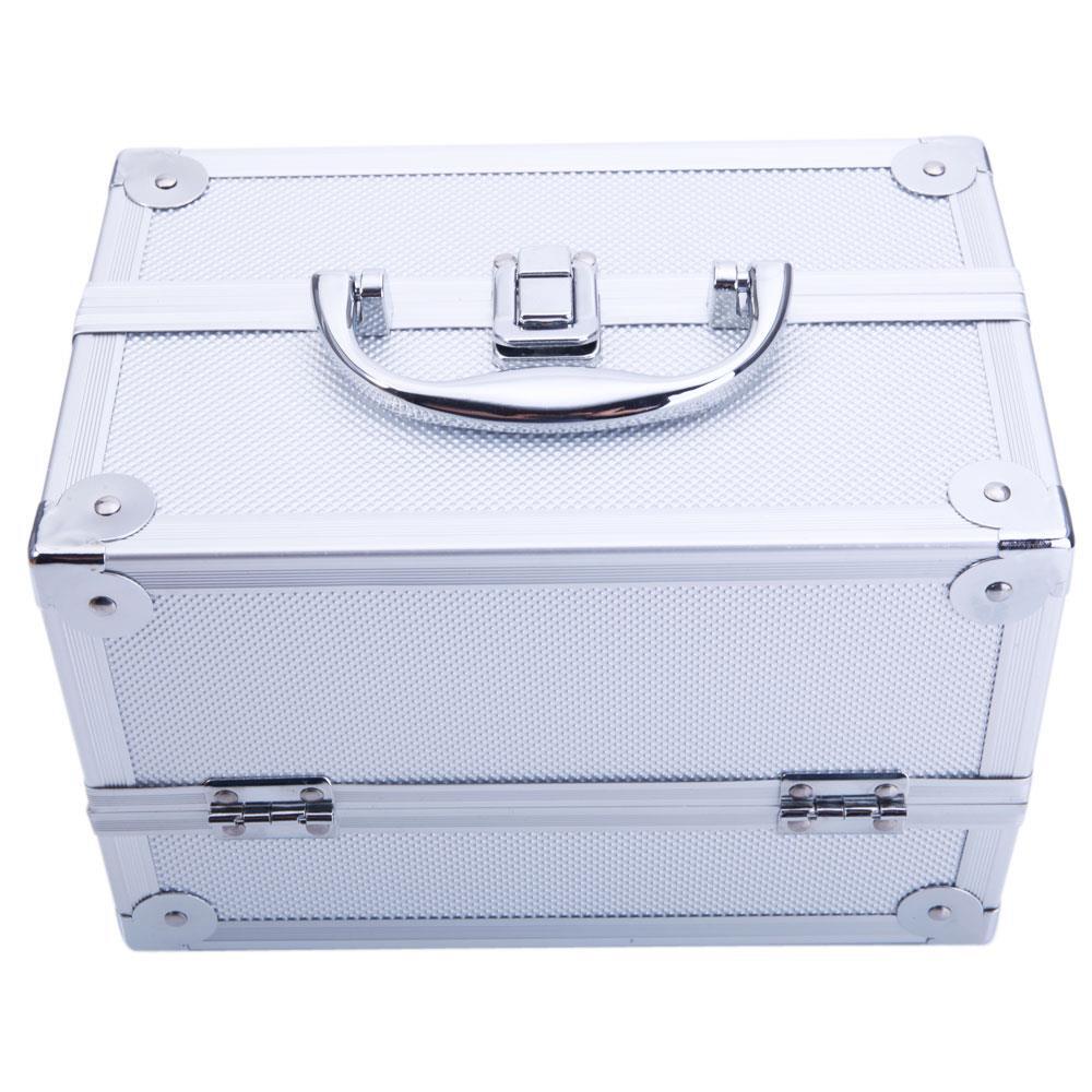 Portable Aluminum Makeup Train Case with Mirror & Compartments
