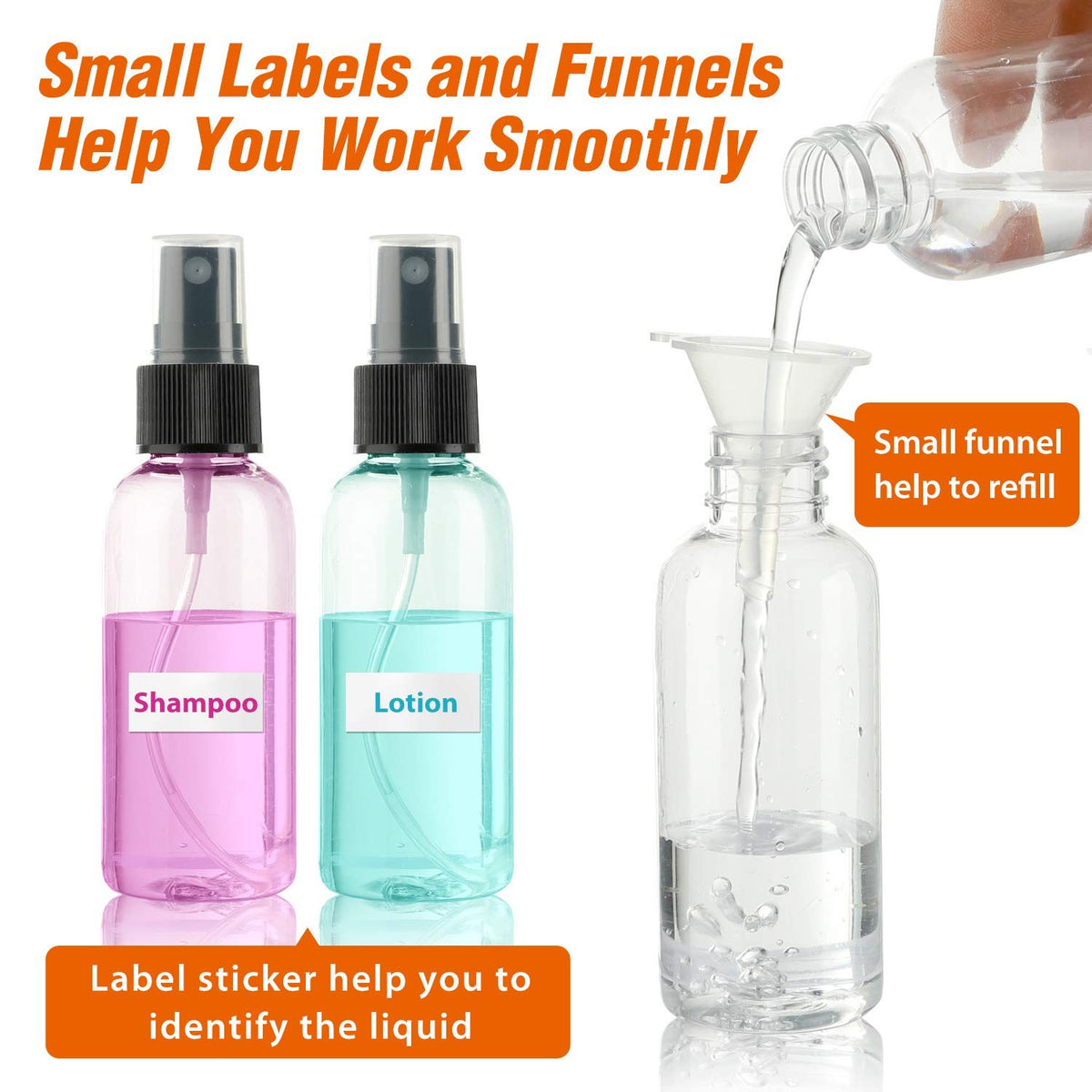 30 Pack 2oz Clear Plastic Fine Mist Spray Bottles with Pump Cap