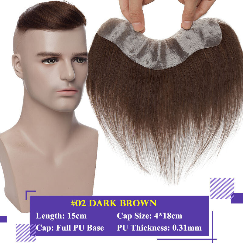 Human Hair Toupee for Men Receding Hairline - Skin PU Base & Natural Look