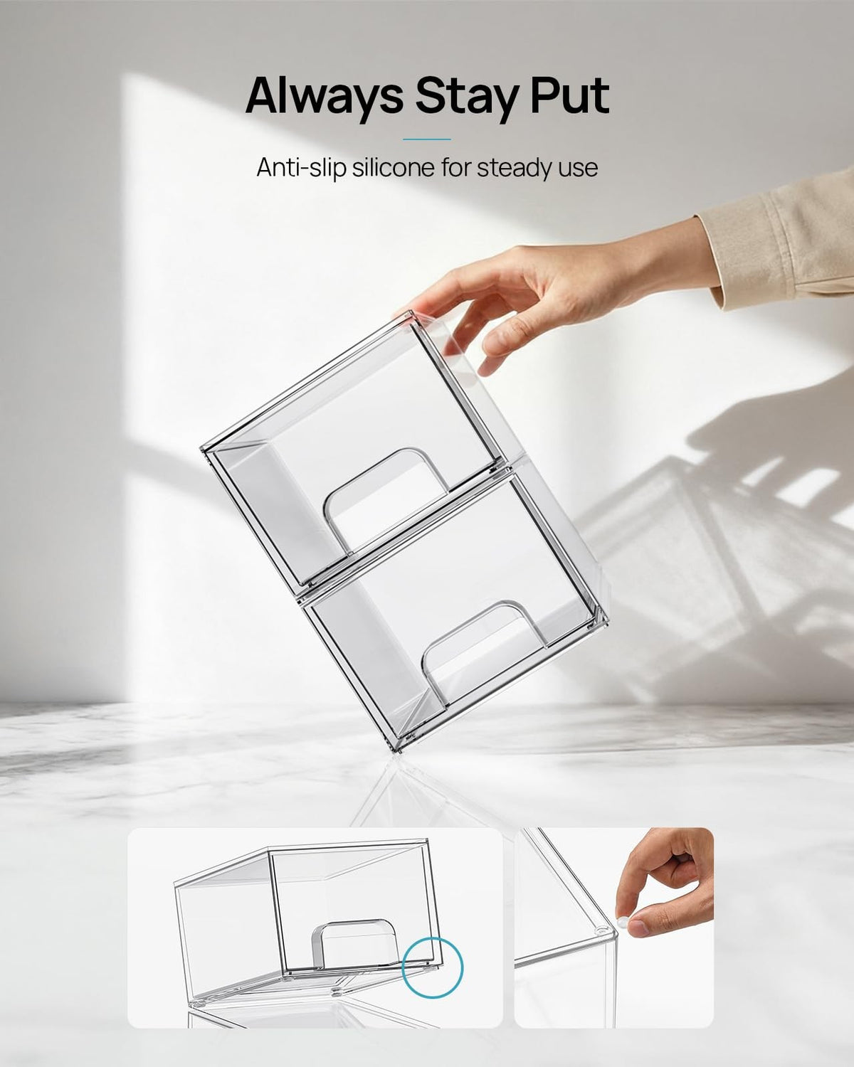 Acrylic 4 Pack Small Clear Stackable Storage Drawers