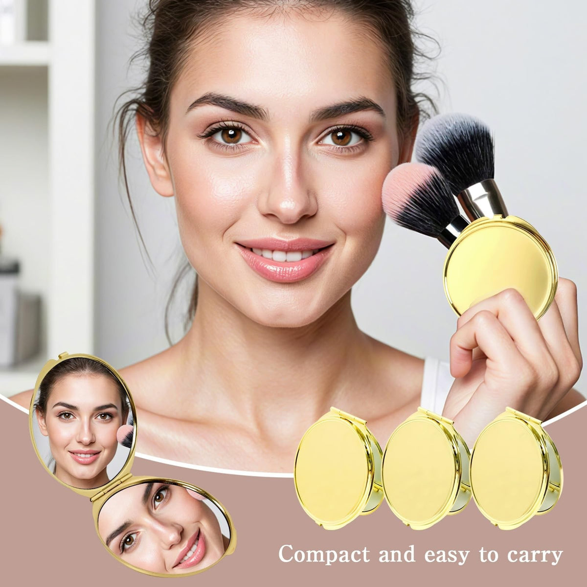 12 Pack Portable Folding Compact Mirrors with Storage Bag - Double Sided Travel Makeup Mirrors for Women
