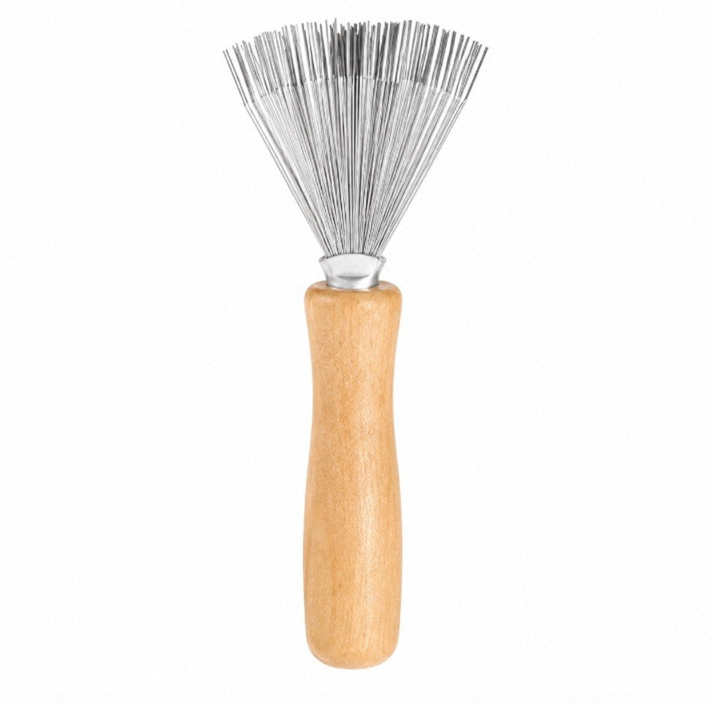 Hair Brush Cleaner Tool Metal Rake with Wooden Handle for Hair and Lint Removal