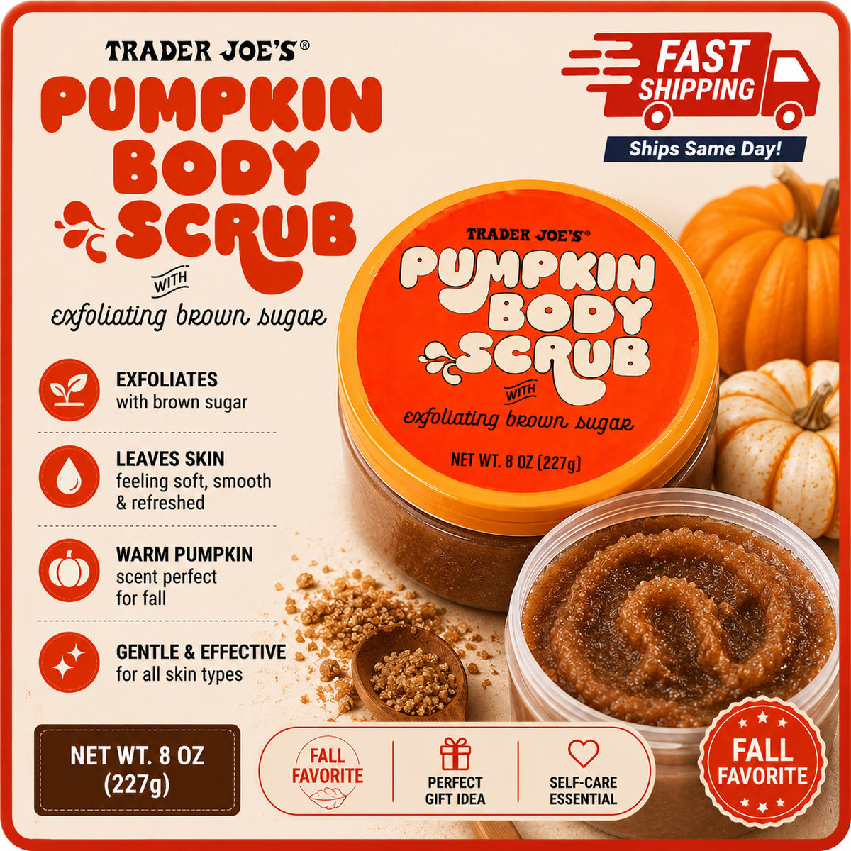 Trader Joe’s Pumpkin Body Scrub 8 oz Each Limited Edition Seasonal 🎃🎃