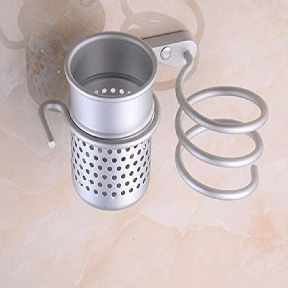 Wall-Mounted Hair Dryer Holder with Comb Storage Rack for Bathroom