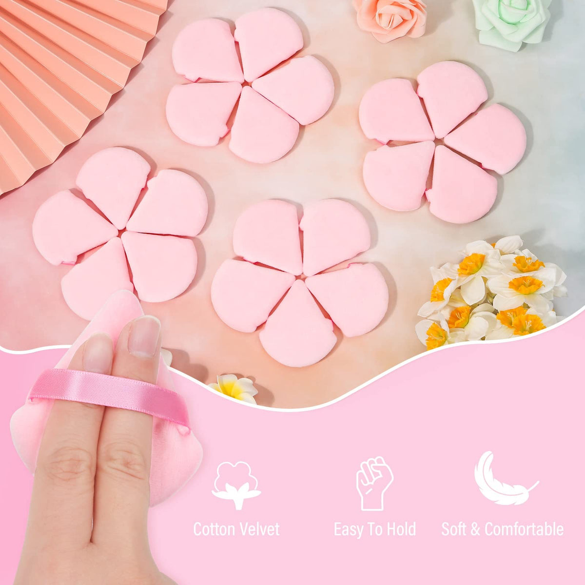 Triangle Makeup Powder Puffs Set - Soft Velour Face Applicators for Foundation & Loose Powder, 20 Pieces