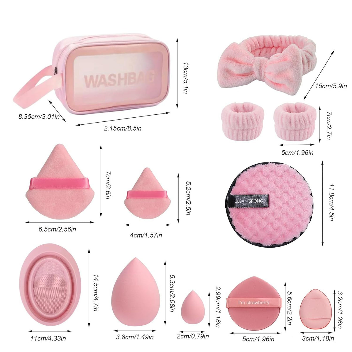 42-Piece Makeup Brush Set with Sponges & Puffs - Synthetic Cosmetic Tools
