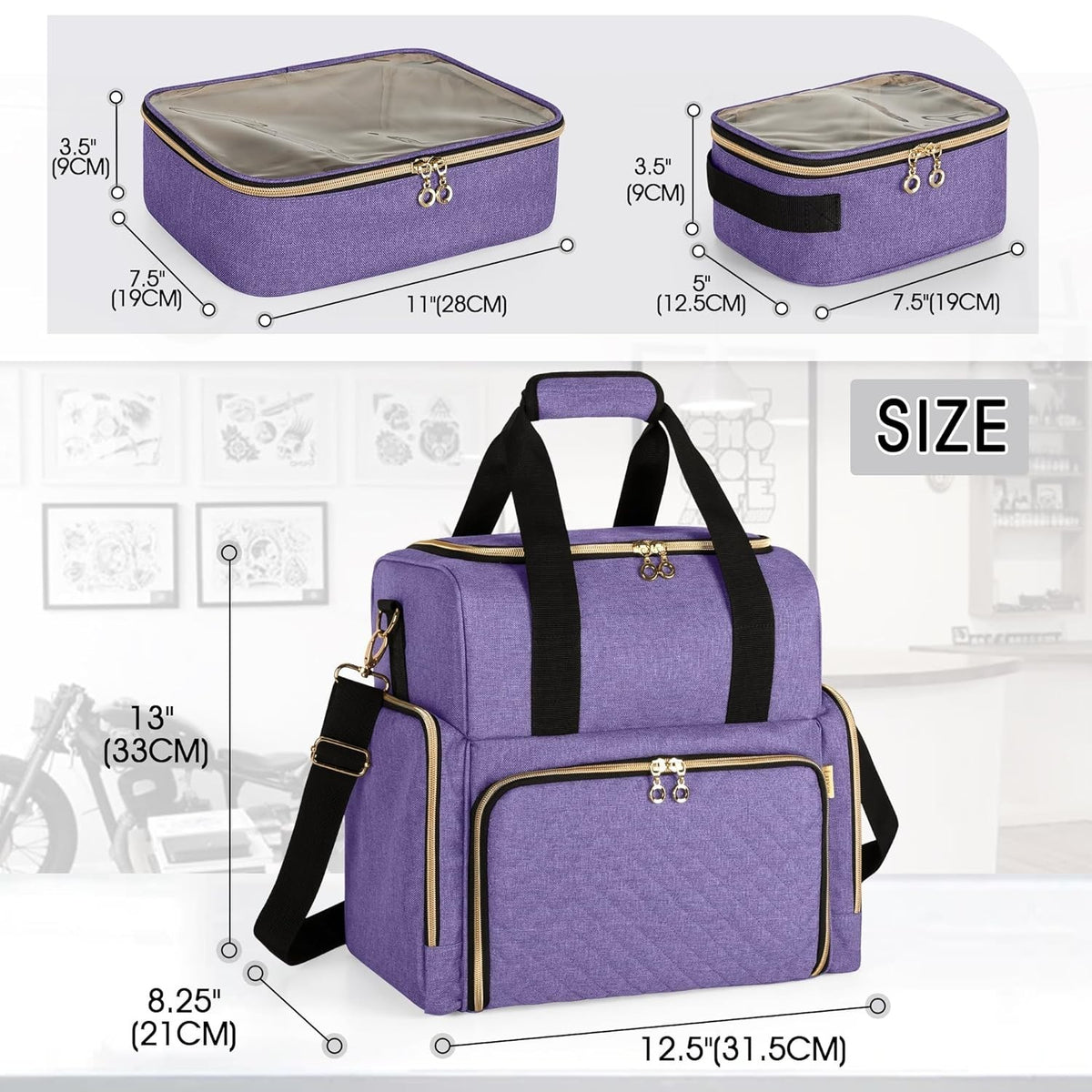 Large Tattoo Travel Case with Removable Pouches & Organizer