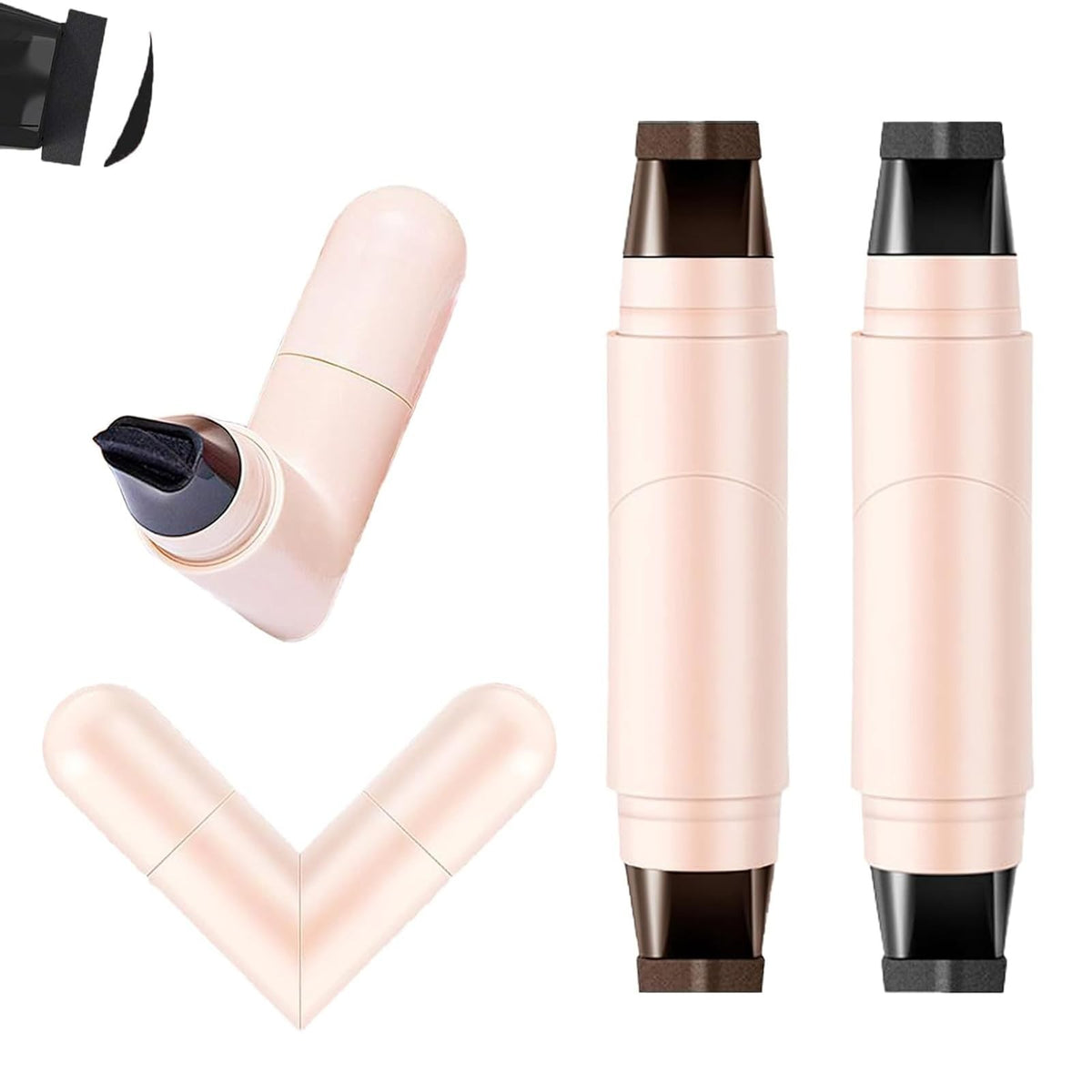 Dual-Head Waterproof Eyeliner Stamp Set - Black & Brown, Long-Lasting