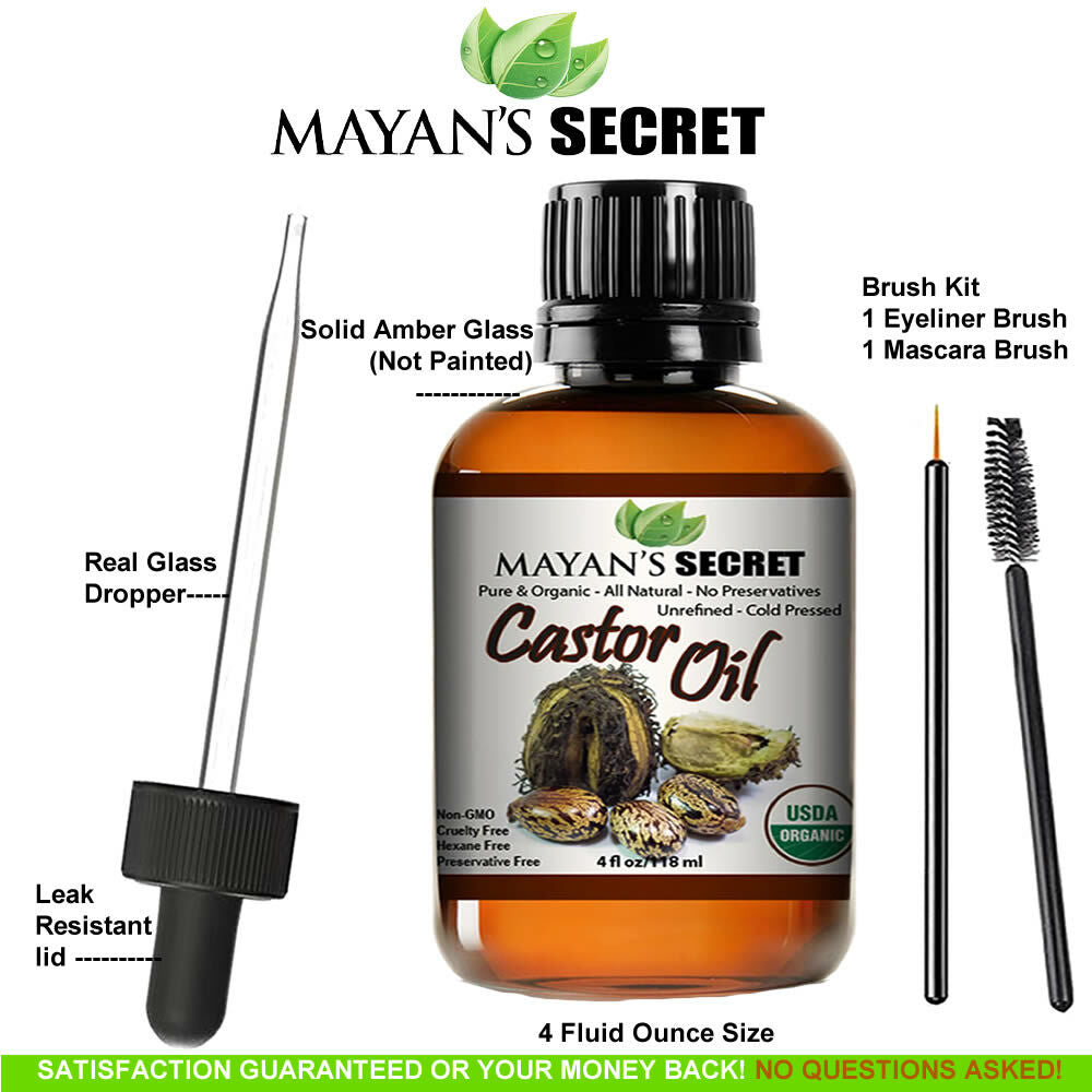 Organic Castor Oil for Hair & Lash Growth - 4oz Cold Pressed & Hexane-Free