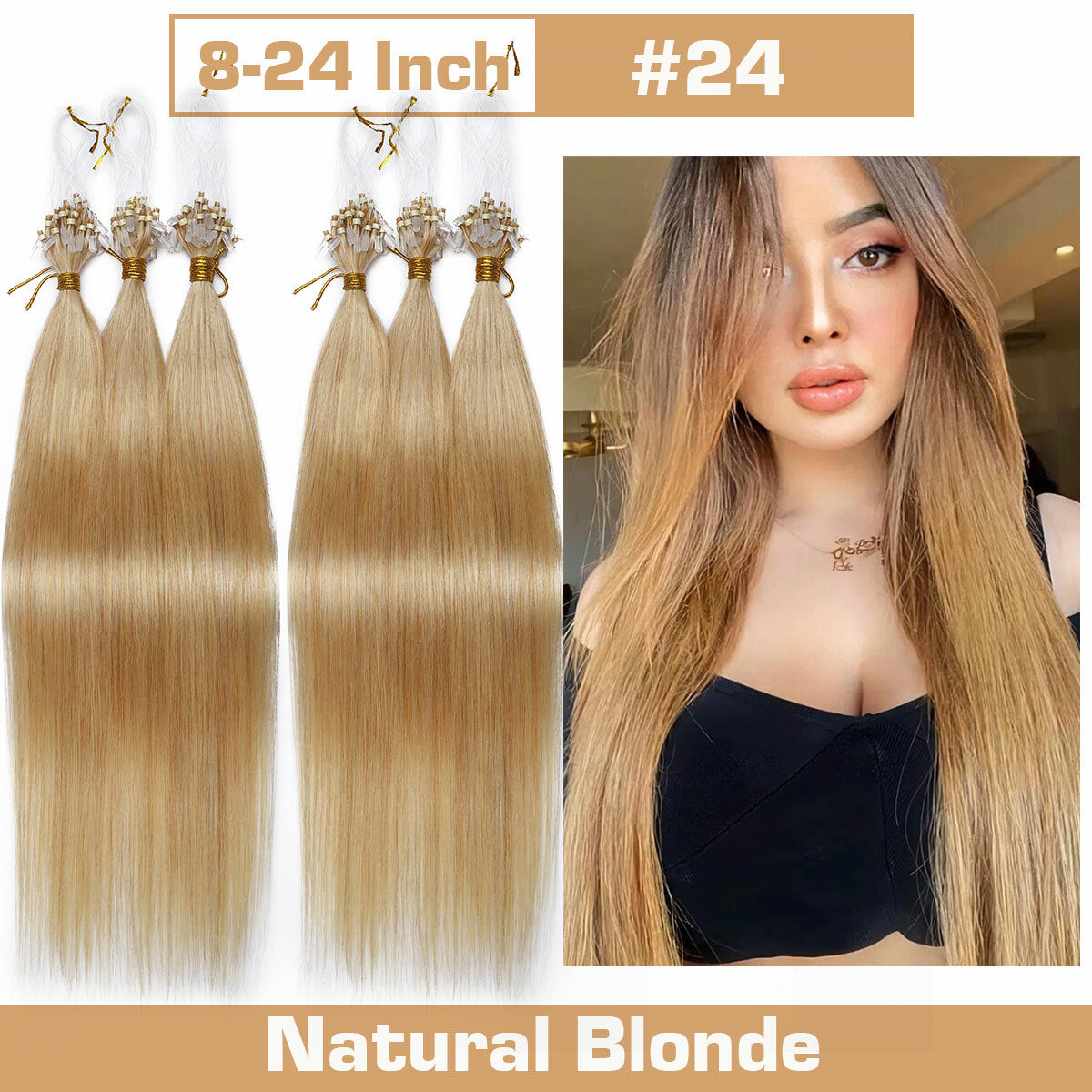 Thick Micro Loop Human Hair Extensions - Remy 100% Human Hair, Nano Beads, Multiple Lengths & Colors