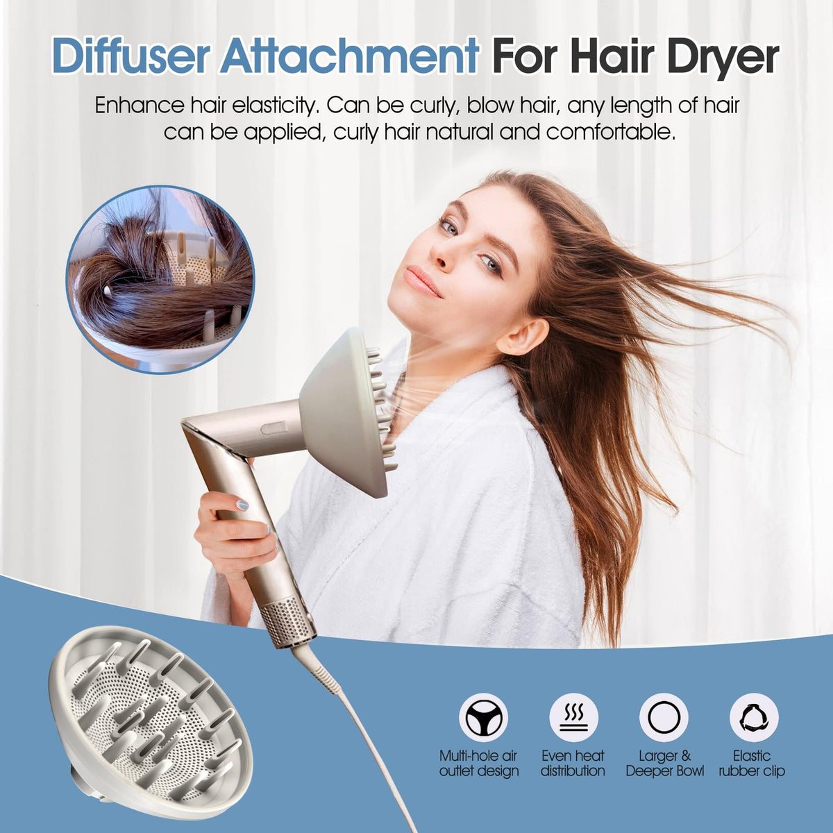 Diffuser Attachment for Shark HD430 Hair Dryer - Extendable Grey, Salon-Quality Styling