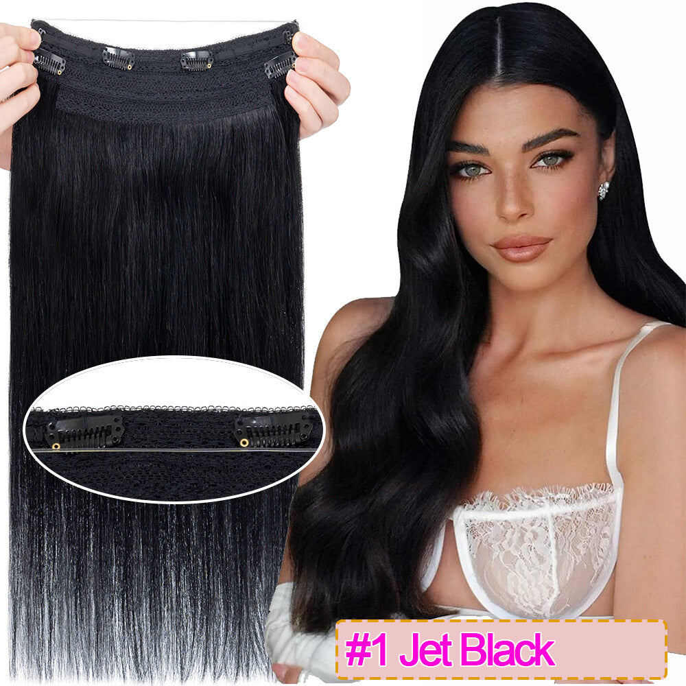 Invisible Wire Clip-In Hair Extensions - 100% Remy Human Hair, Easy to Wear