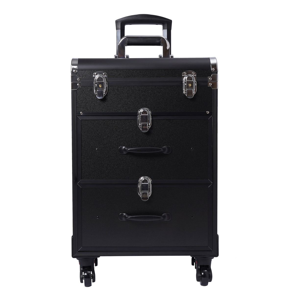 Rolling Makeup Train Case with Multiple Layers and Large Capacity - Salon Beauty Organizer
