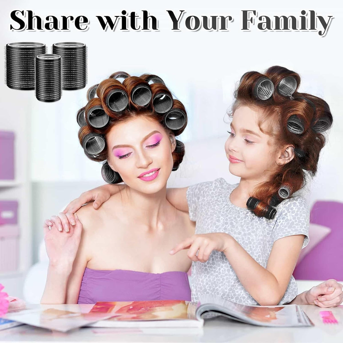 Self-Grip Hair Curlers 30-Piece Set with Clips for All Hair Types