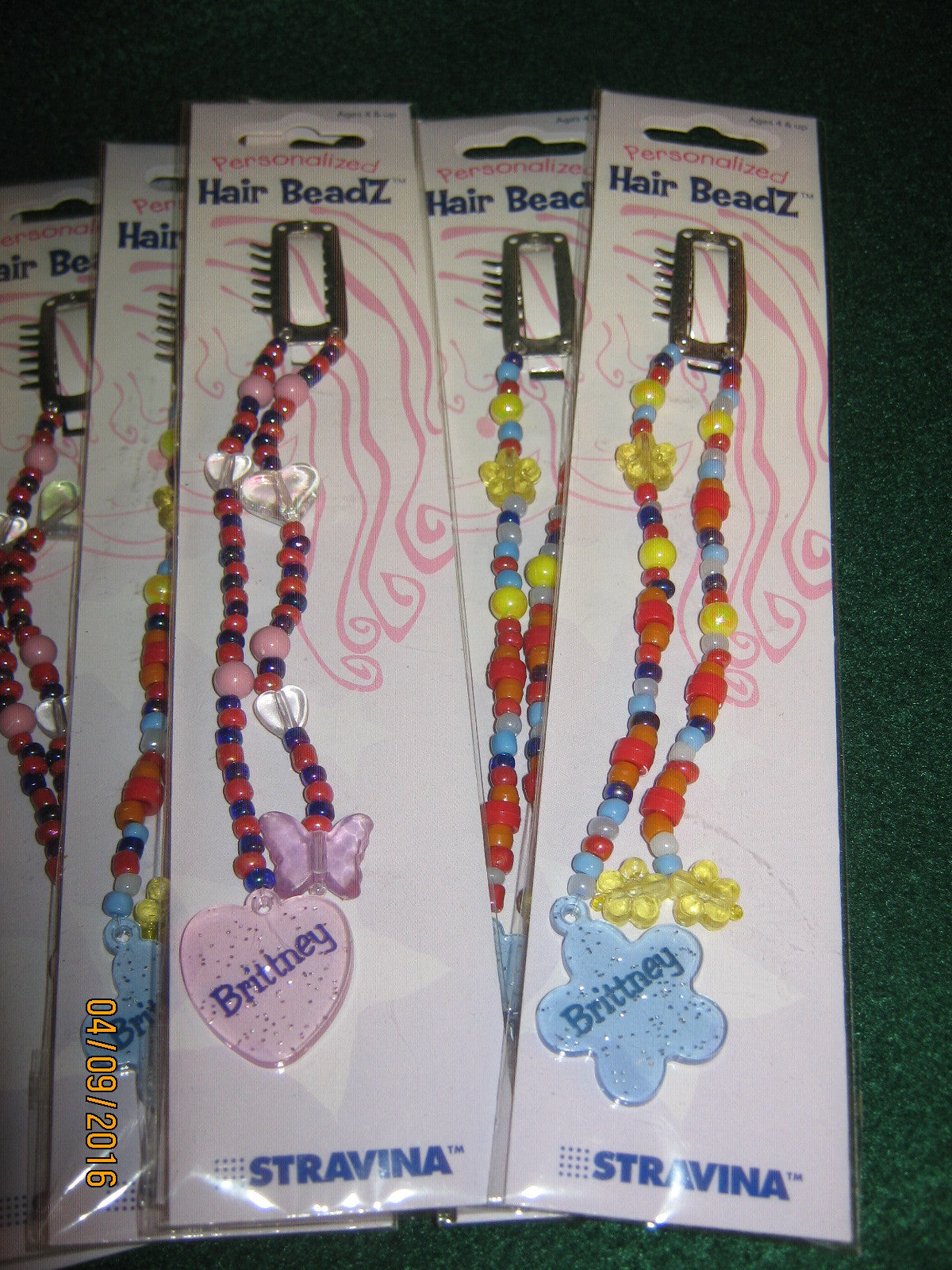 (20) Hair Beads "BRITTNEY" PINK&BLUE Stravina/Beadz - Age 4 &Up