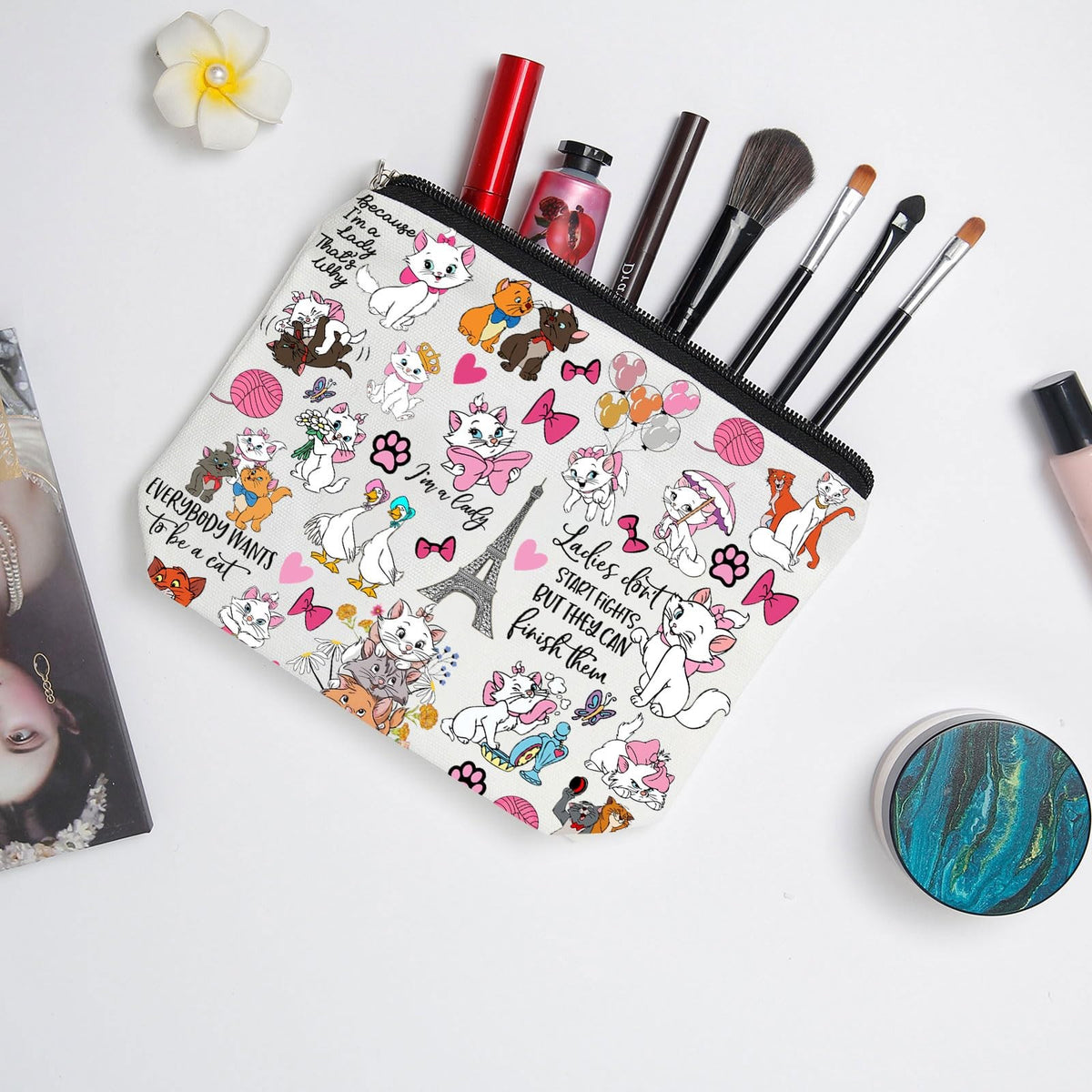 Cat Lady Makeup Pouch Travel Organizer Bag for Vacation & Gift