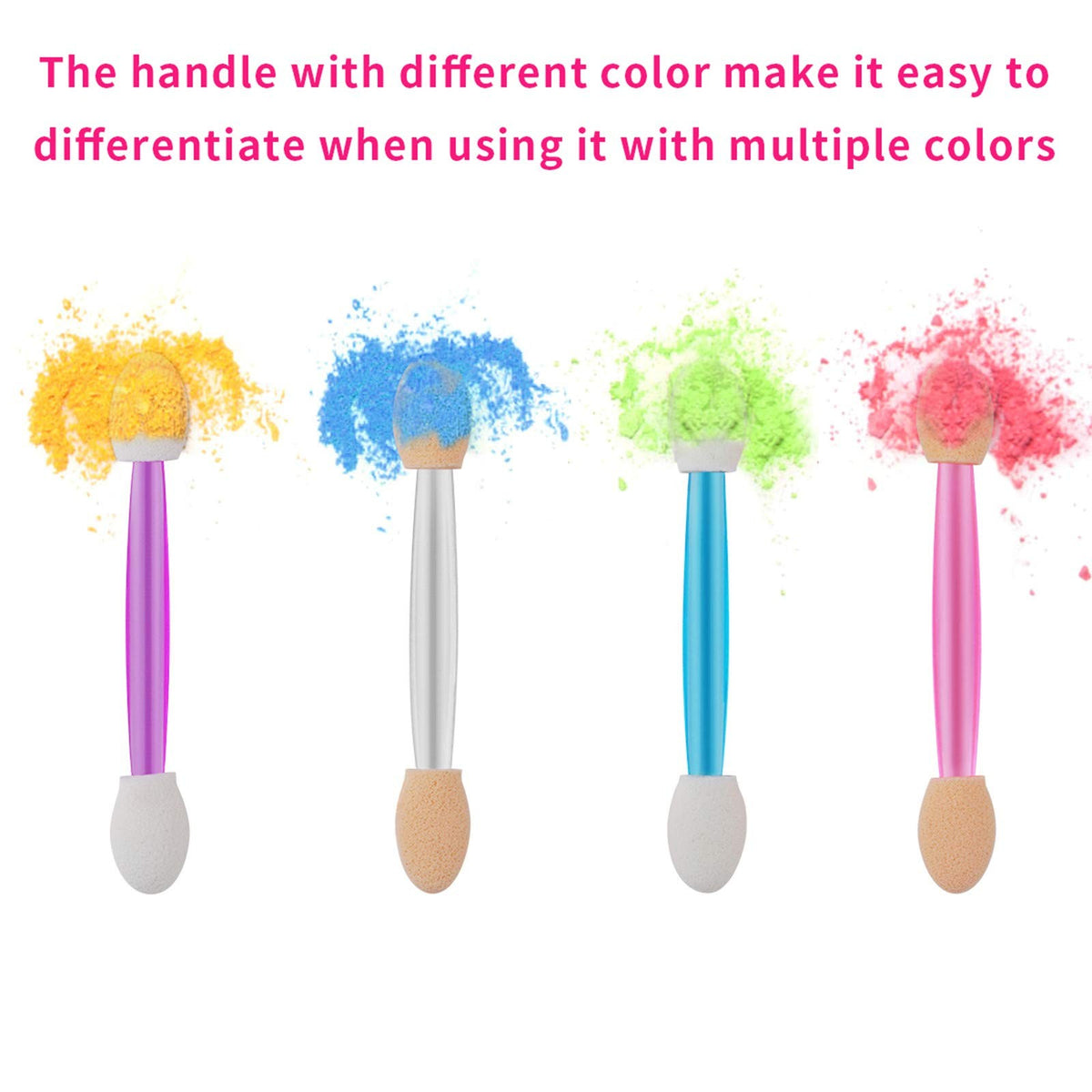120pcs Double-Sided Eyeshadow Applicators in Transparent Storage Box - Pink, Purple, Blue