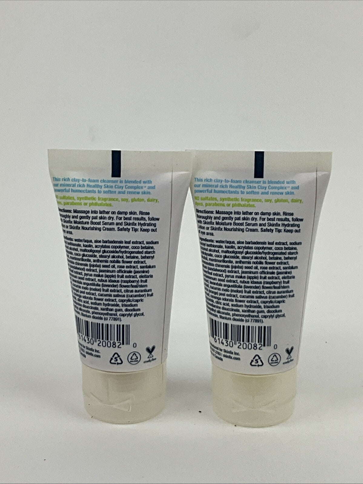 Skinfix Foaming Clay Cleanser - Travel Size 1 oz, 2 Pack, Non-Irritating Skincare