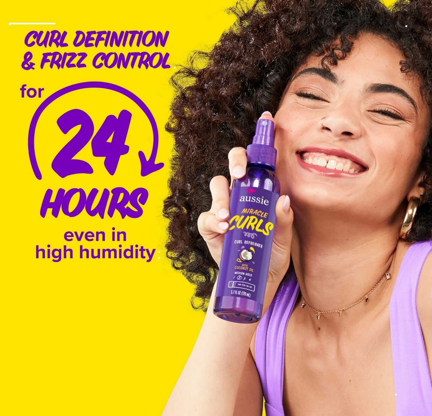 Aussie Miracle Curls Curl Refresher Spray Gel Max Hold for All Hair Types 5.7oz