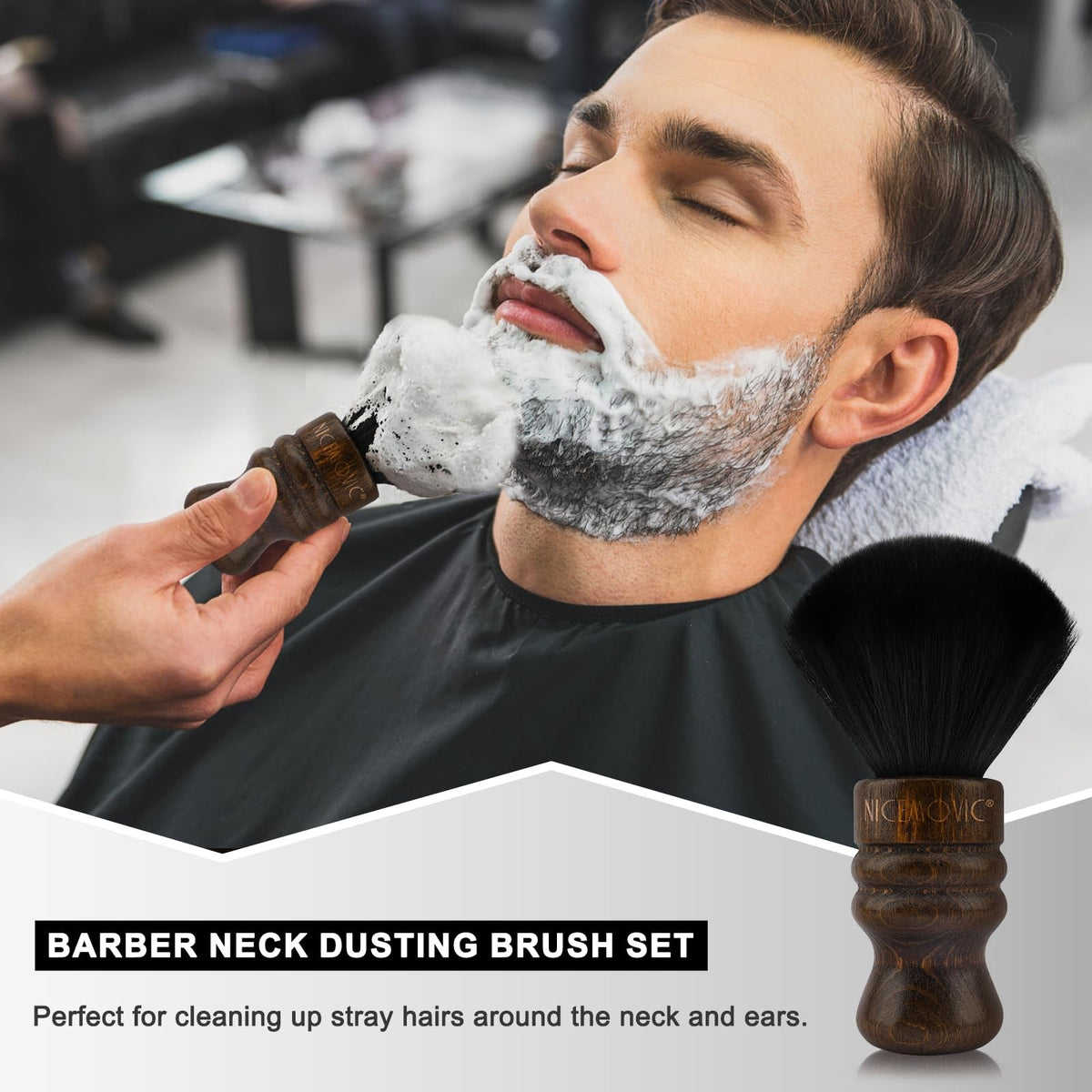 Professional Large Barber Neck Duster Brush - Black Hair Dusting Tool