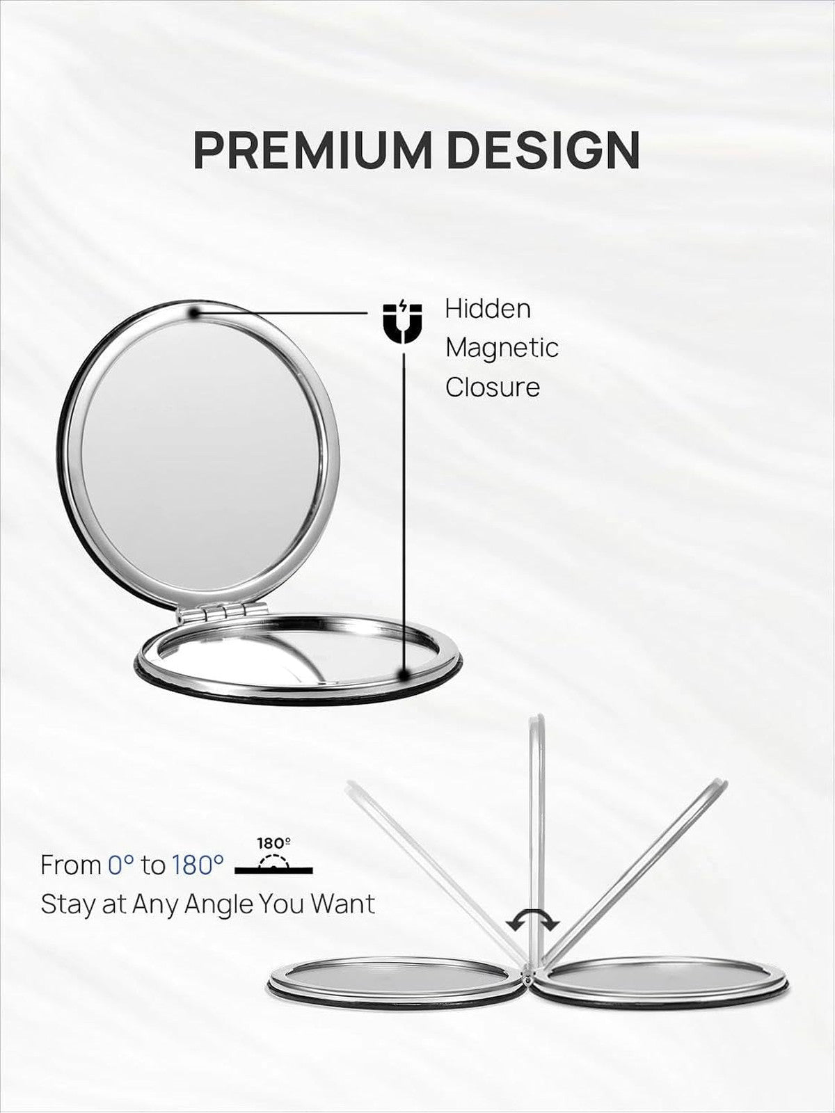 Travel Makeup Mirror with 1x & 10x Magnification, 2.8 Inch Dual-Sided Compact - Pink Rose
