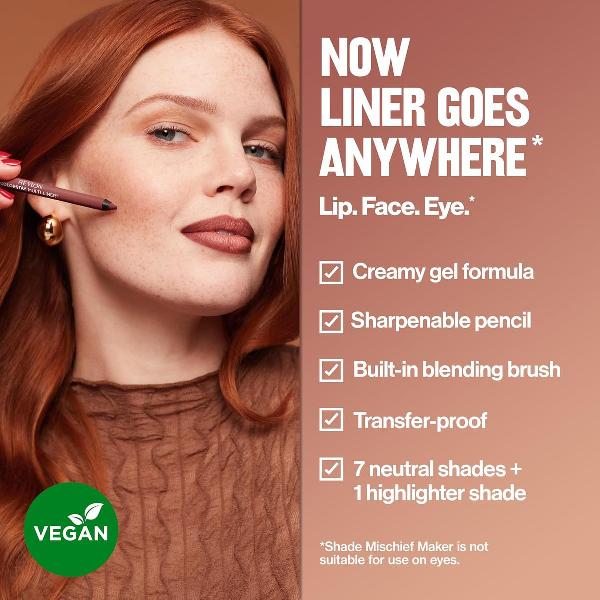 Multi-Use Lip, Face & Eye Liner with Blending Brush - 8 Shades