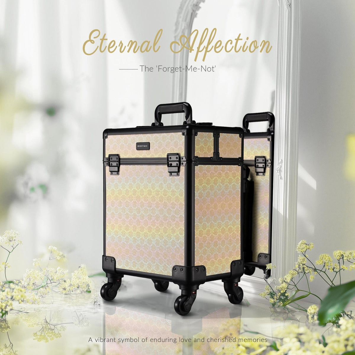 Rolling Makeup Train Case with Extendable Trays and Large Storage - Trolley Organizer