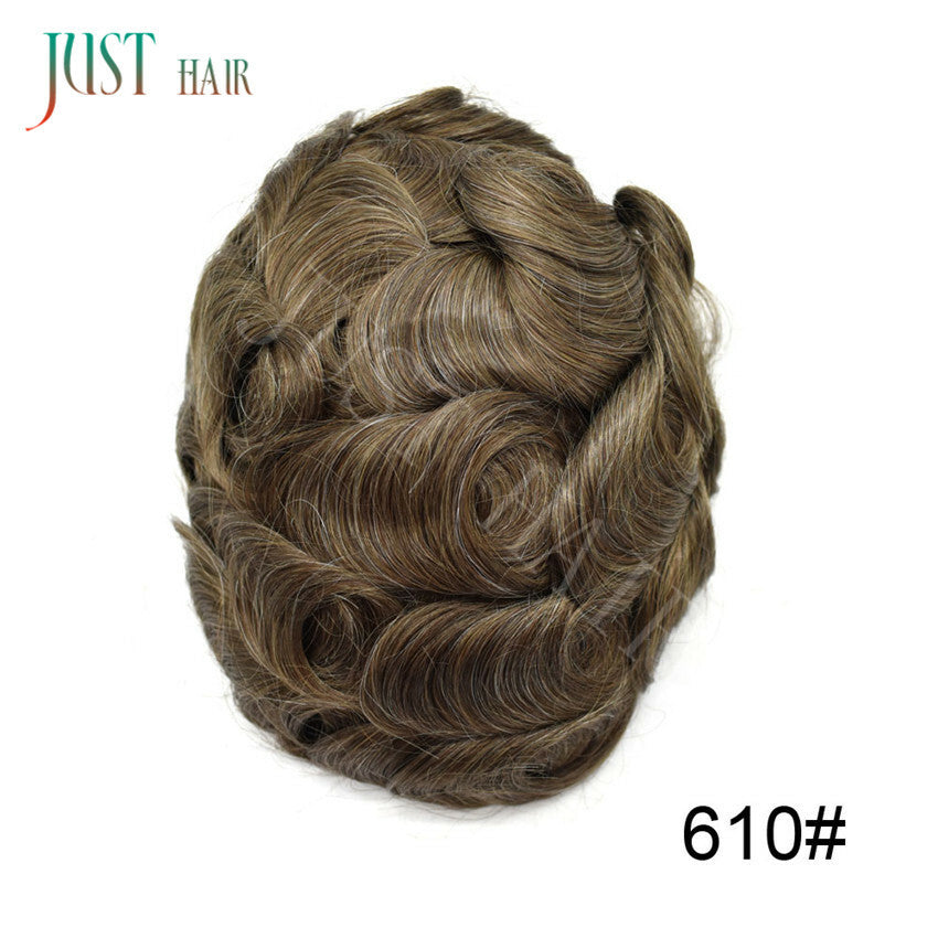 Men's Bleached Lace Front Hair Replacement Toupee - Natural Hairline, Virgin Human Hair