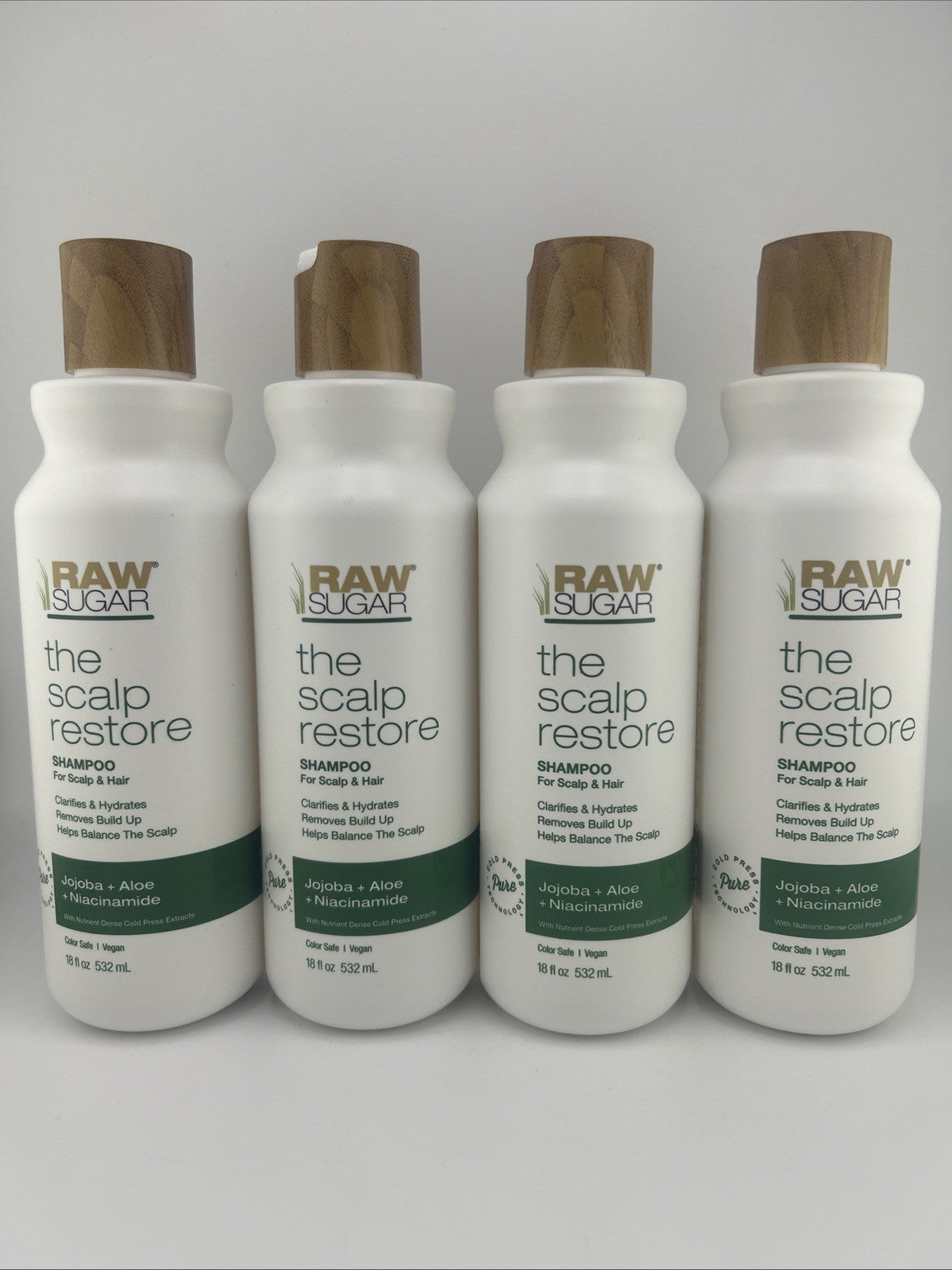 Raw Sugar Scalp Restore Shampoo with Jojoba Aloe Niacinamide 18oz - Pack of 4
