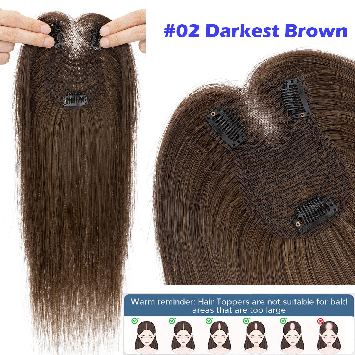 Lightweight Clip-In Hair Topper for Women with Remy Human Hair & Bangs