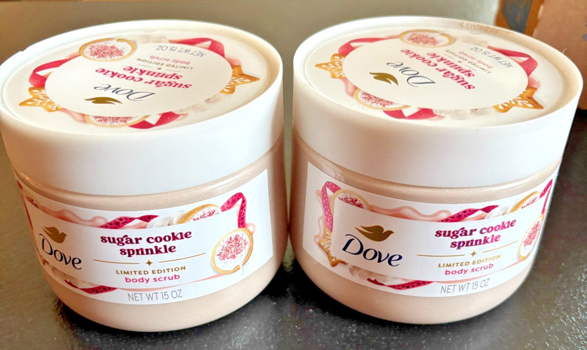 (2) Dove Sugar Cookie Sprinkle Body Scrub Limited Edition Holiday
