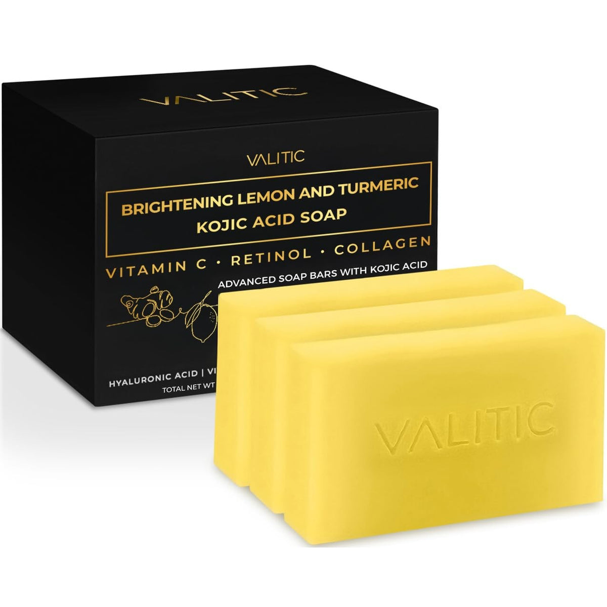 Brightening Lemon Turmeric Kojic Acid Bar Soap Pack of 3 - Clarify & Illuminate Skin