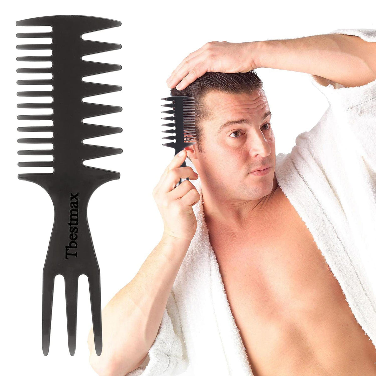 Hair Comb Styling Set Double-Side Tail Combs 2 Pieces - Black