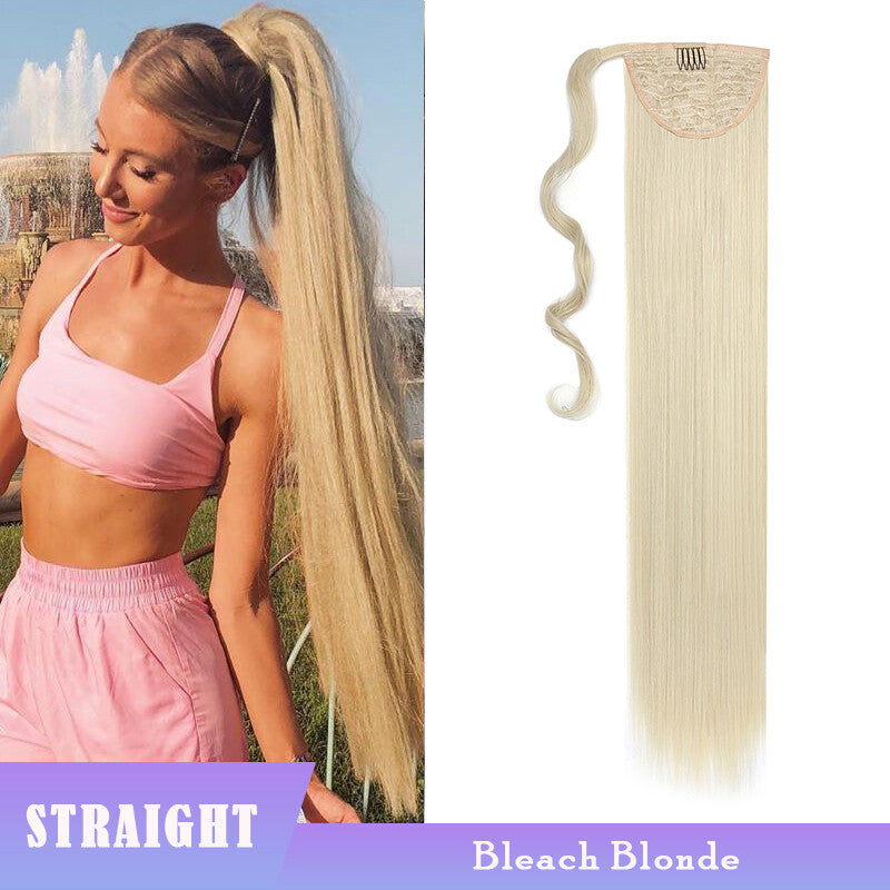 Clip-In Ponytail Hair Extensions Thick Wavy Natural Look 24-32 Inch