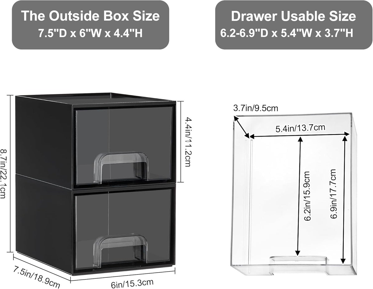 Stackable Storage Drawers for Men’s Cologne and Makeup - Black Plastic Organizer