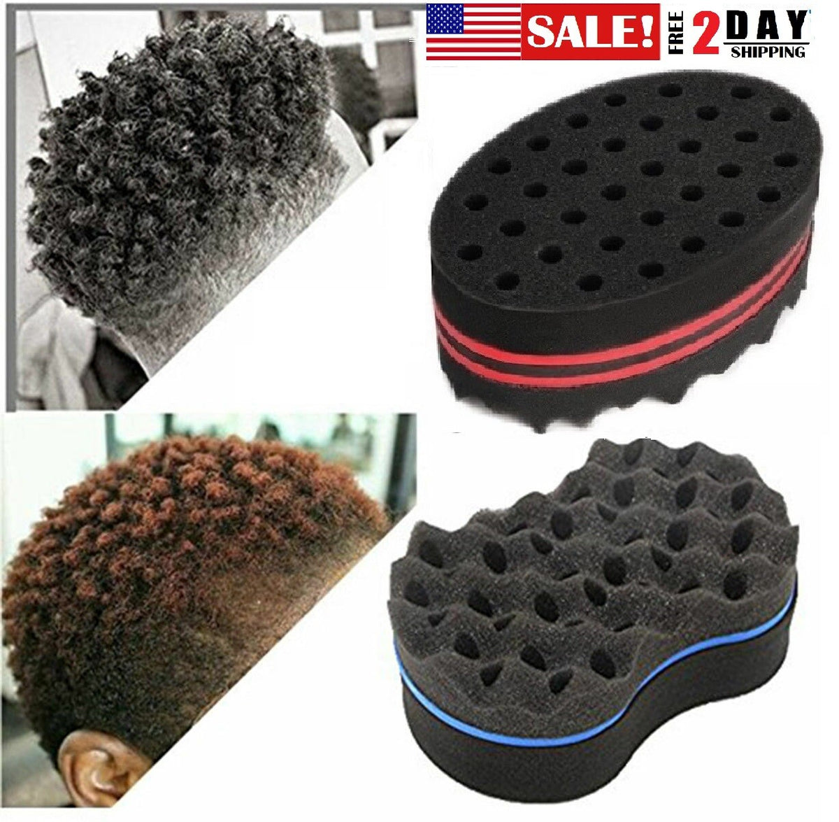 Hair Twist Curl Sponge Set for Dreadlocks & Afro Styling - Reusable 2-Pack