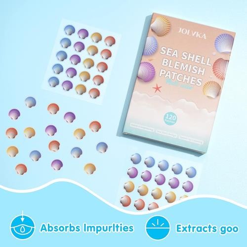 SeaShell Hydrocolloid Acne Pimple Patches - 120 Spot Stickers for Face