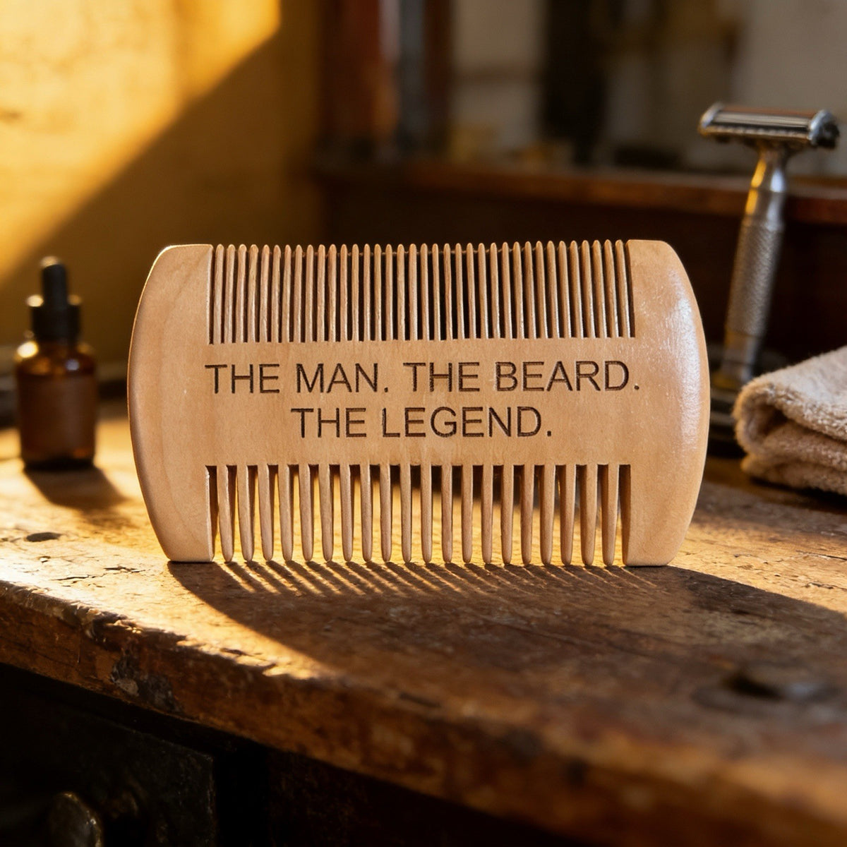 Double-Sided Anti-Static Beard Comb with Inspirational Message - Unisex Grooming Tool