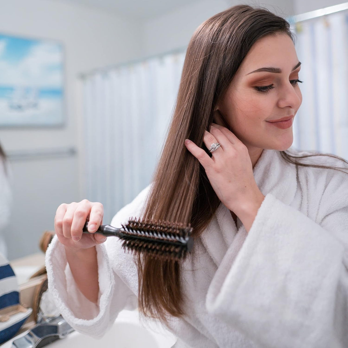 Eco-Friendly 1.75 Inch Round Hair Brush for All Hair Types - Detangling & Styling
